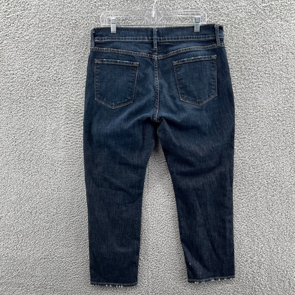 Frame Jeans Le Garcon Crop Womens 33 Blue Stretch Distressed Covant Dark Wash - Picture 2 of 10